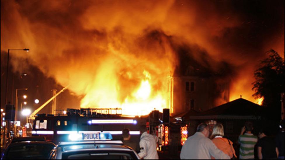 Building in flames