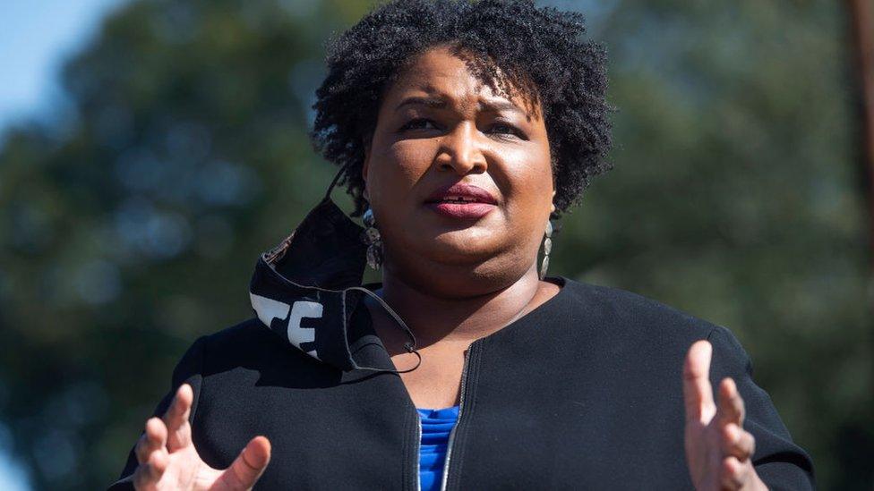 Stacey Abrams campaigns for Warnock in Atlanta, Georgia, on 3 November 2020