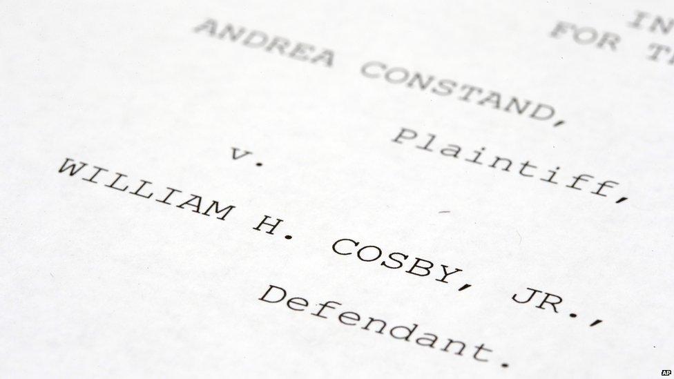 Deposition reads "Andrea Constand, Plaintiff, v. William H. Cosby Jr."