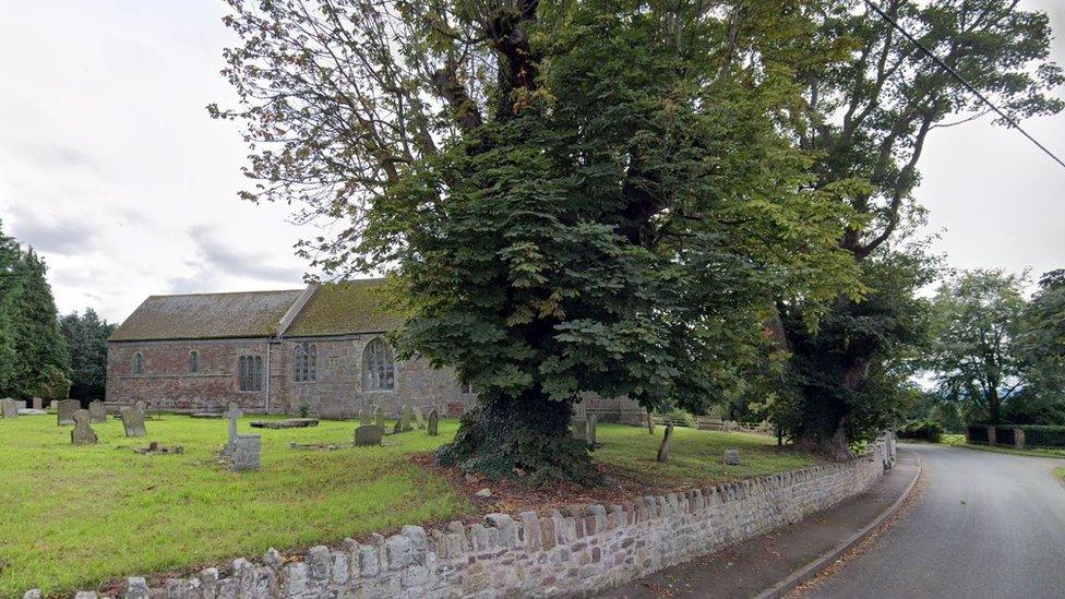 The tree at St Andrew's Church in Wroxeter, Shropshire