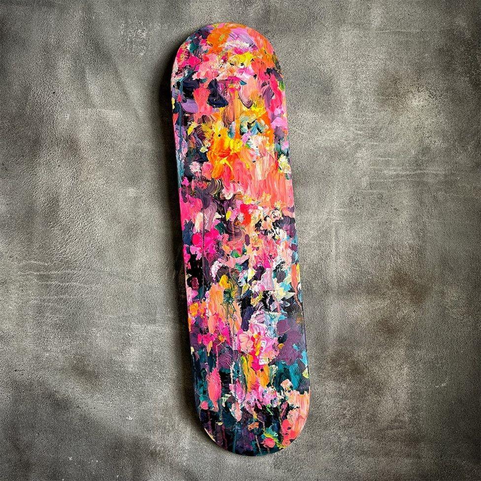 Painted skateboard