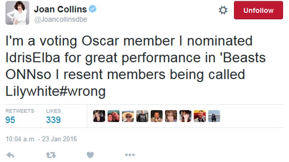 Joan Collins tweet