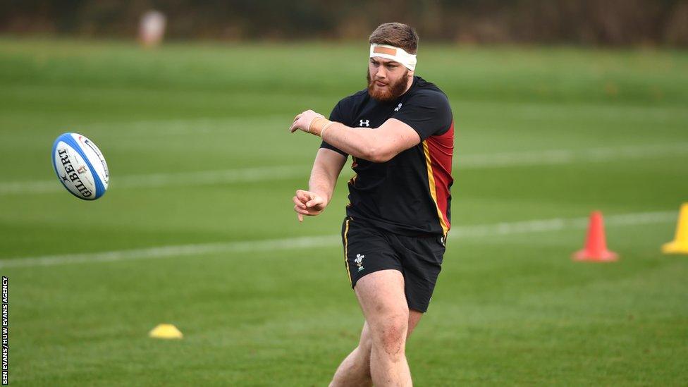 Rhodri Jones in training for Wales