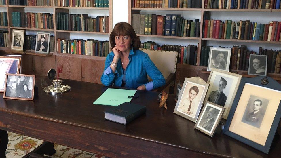 Jane Corbin at Chaim Weizmann's desk