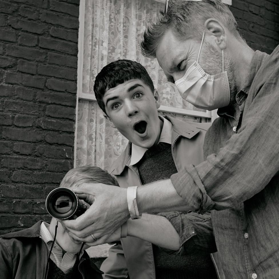 Sir Kenneth Branagh on the set of Belfast