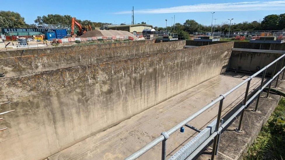 A concrete water storage tank