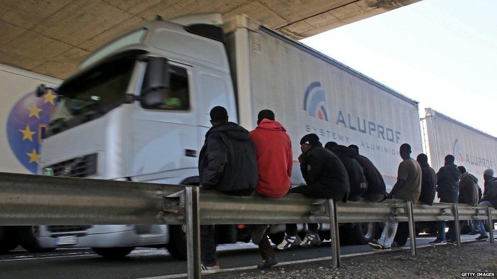 Migrant beside the road in Calais