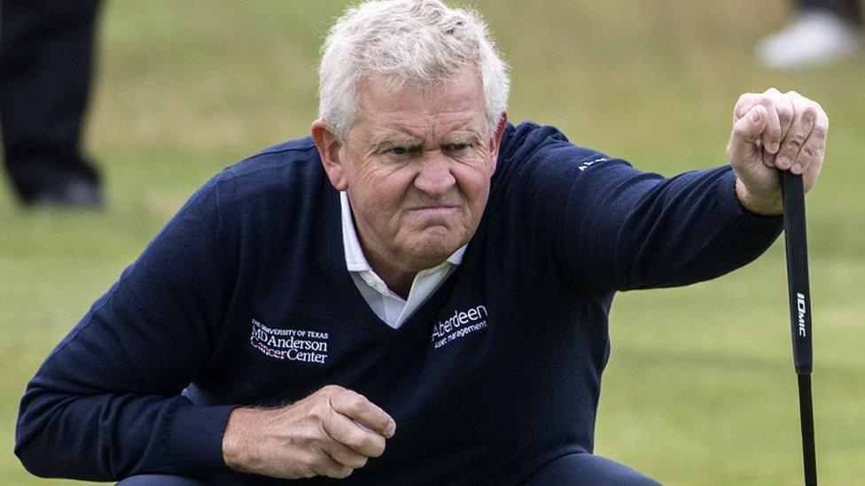 Colin Montgomerie putts at Gailes