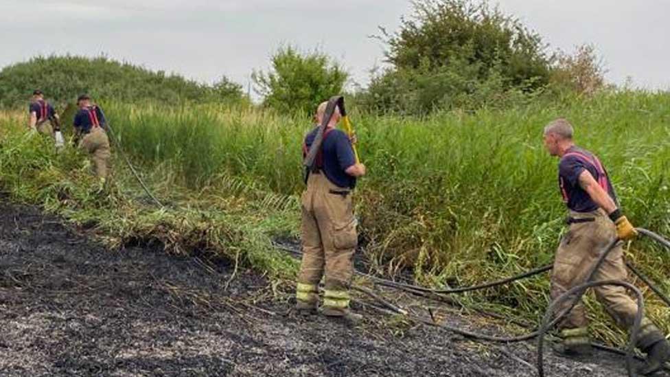 Fire at Canvey Island scrubland