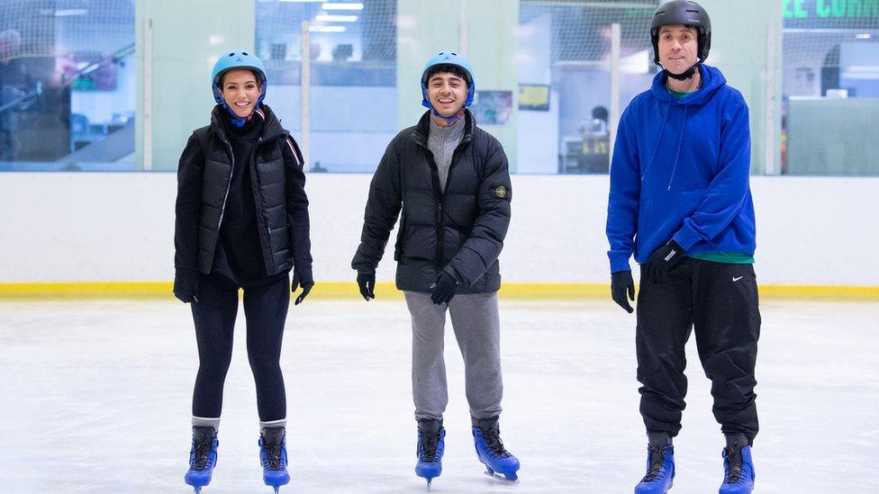 Frankie Bridge, Karim Zeroual and Nick Grimshaw