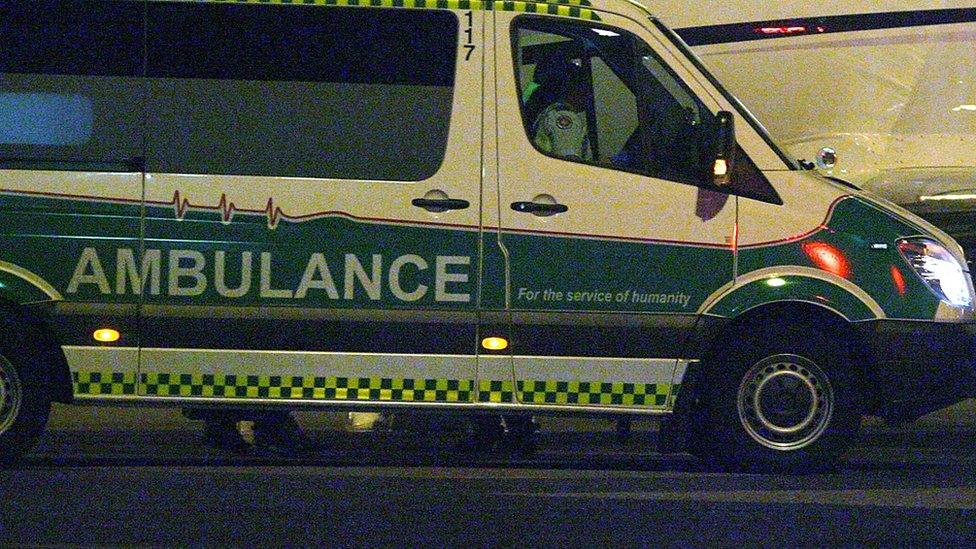 An ambulance receives casualties for transportation to Royal Perth Hospital after a medical evacuation flight from Broome at Perth airport on April 17, 2009 in Perth, Australia