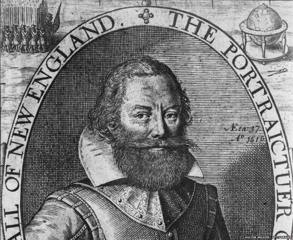 A portrait of John Smith from 1616