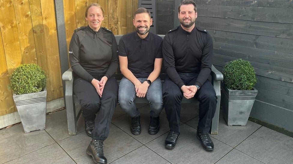 Det Sgt Jayne Goodall and Pc Liam Goodall with Oliver Williams