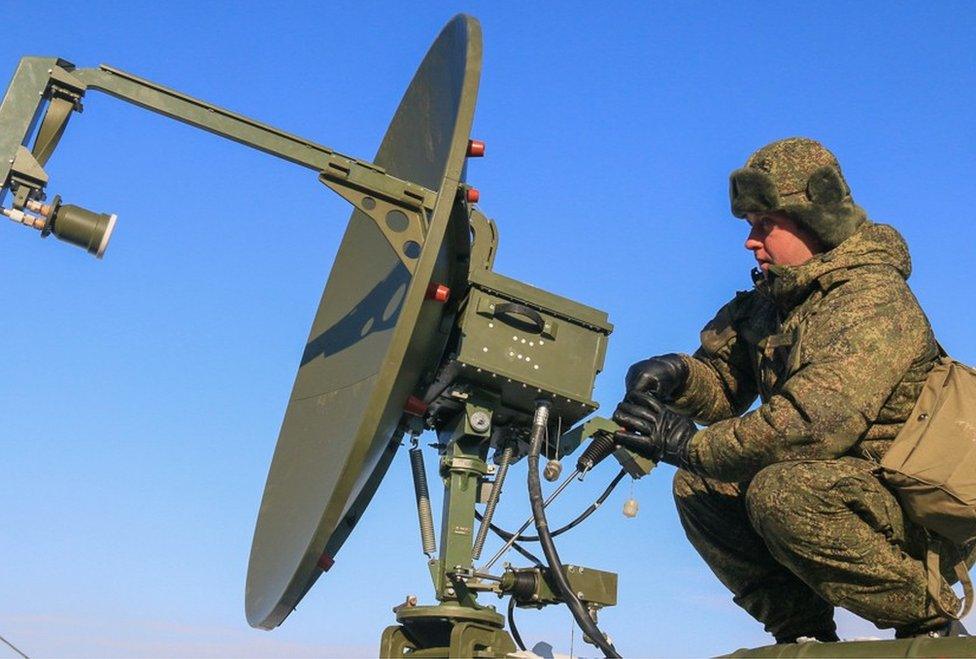 Russian soldier operating communications equipment (Russian Defence Ministry website)