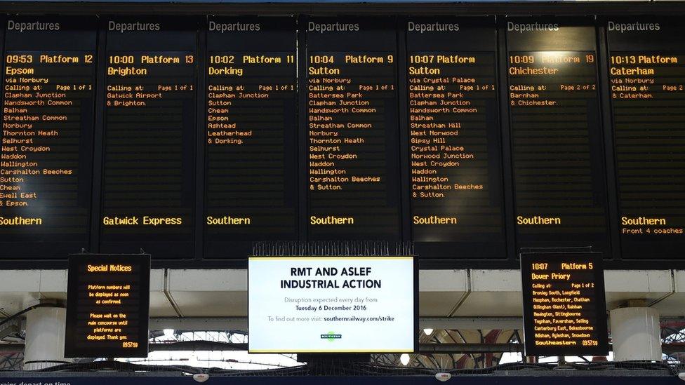 Departures board at London Victoria railway station