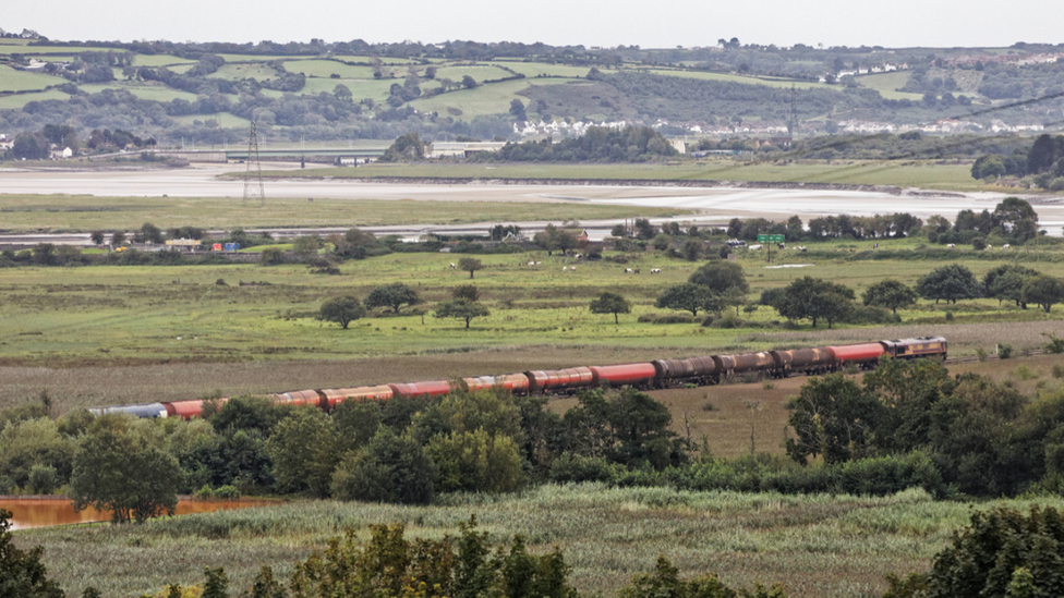 The train tanks on the track