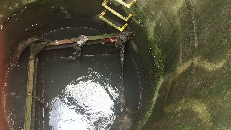 Sewage chamber at Welsh Water Caernarfon water treatment works