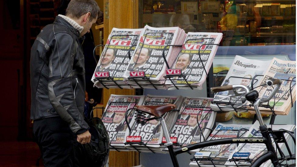 Newspaper stand in Norway