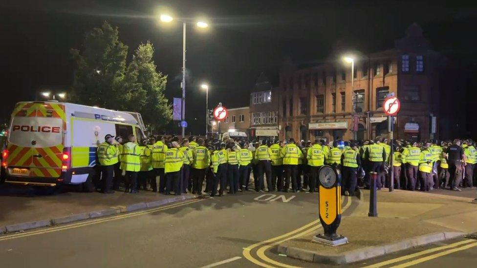 Police officers in Leicester on 18 September 2022