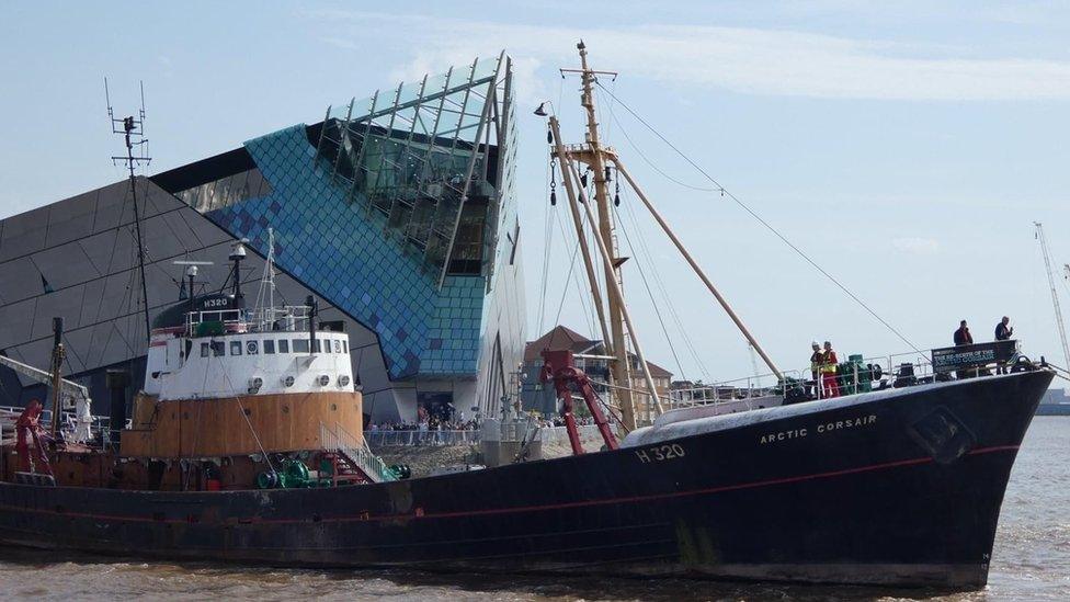 Arctic Corsair sailing out of the River Hull into the Humber