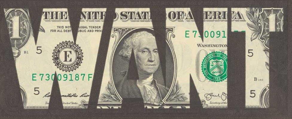 Want cut-out dollar bill