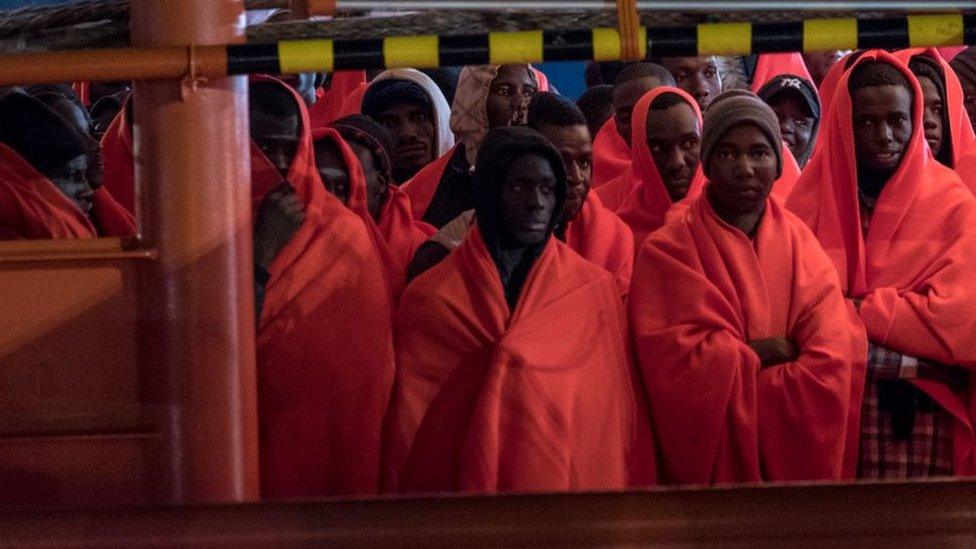 A group rescued In The Mediterranean Sea