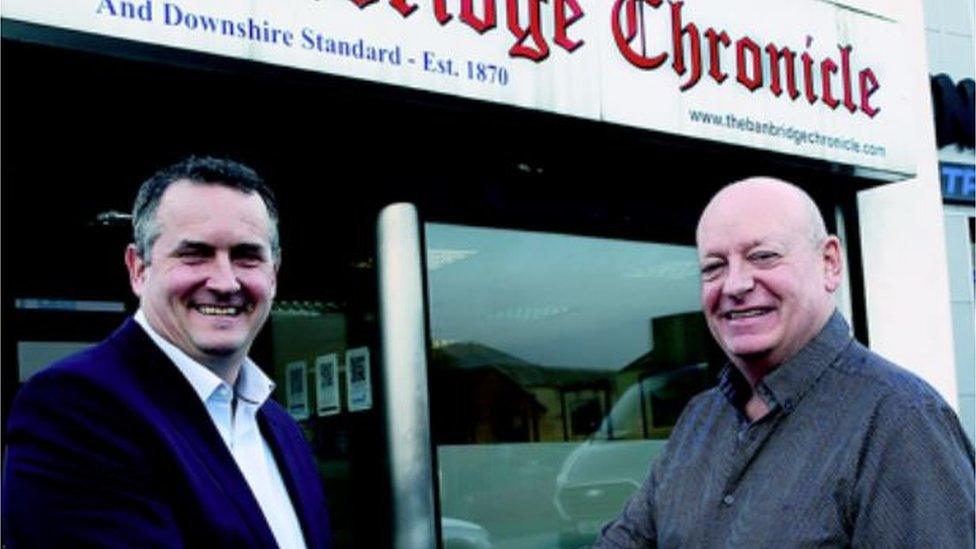 Peter Laidlaw, the Chronicle's new managing editor with editor Bryan Hooks