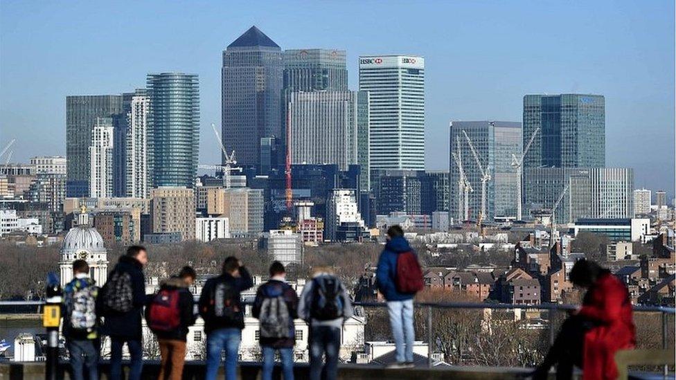 View of the Canary Wharf financial district