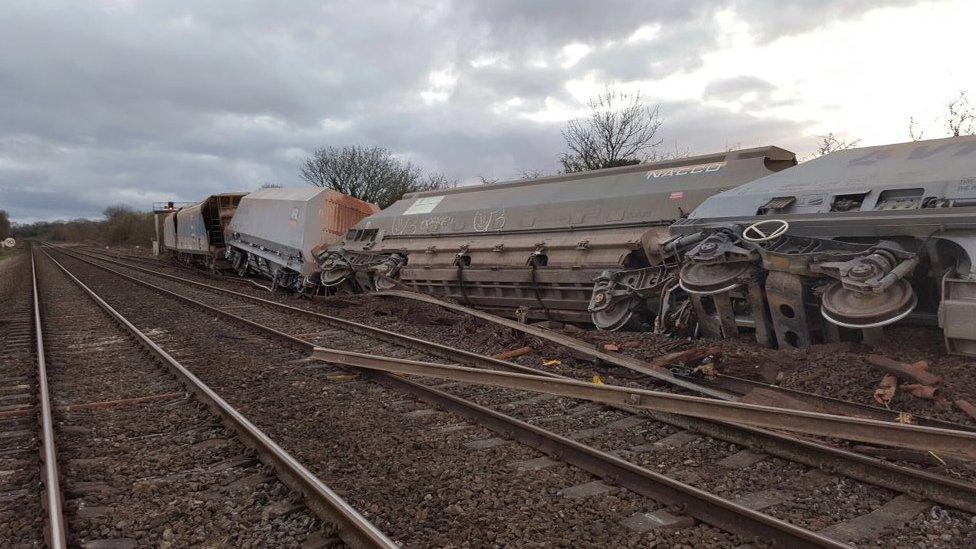 Derailed train