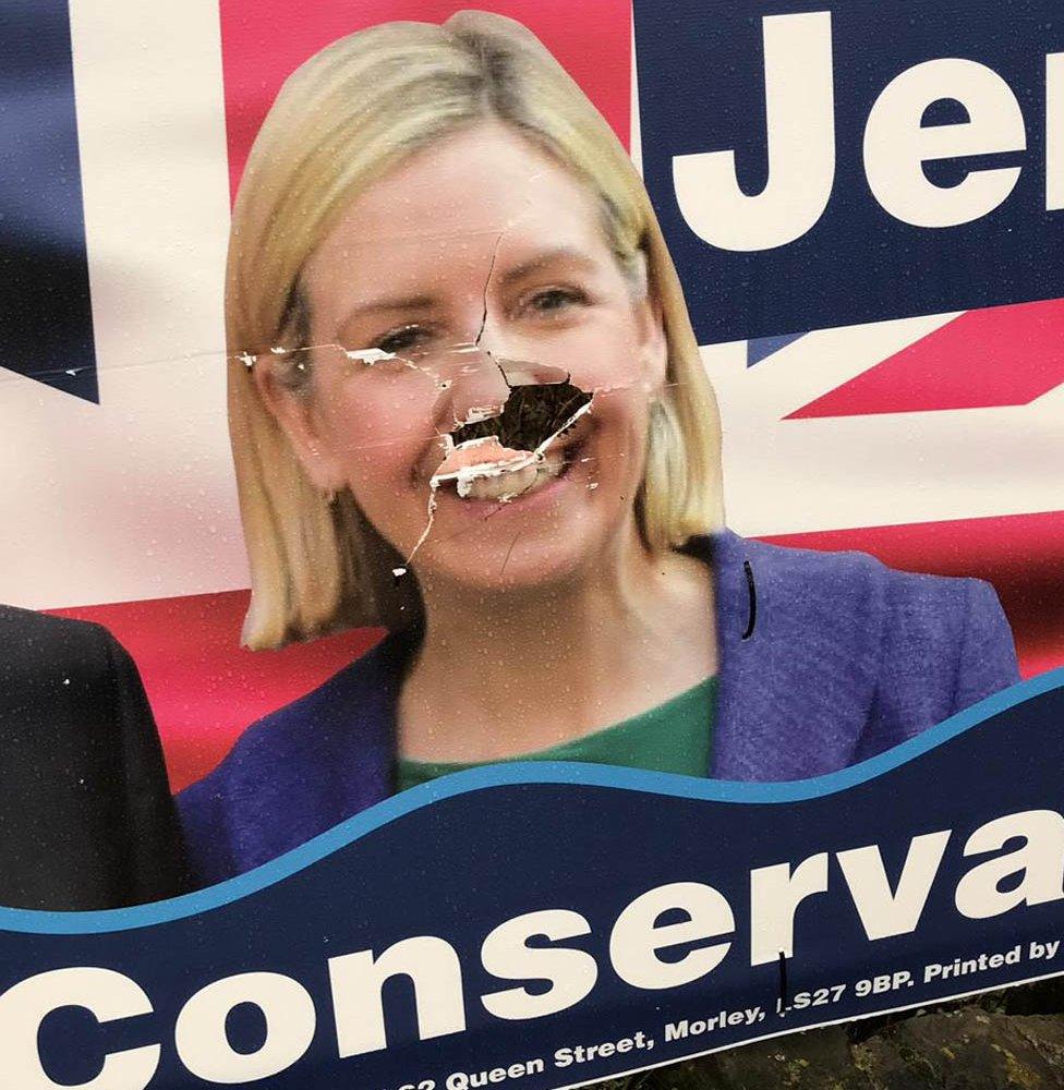 Defaced poster of Andrea Jenkyns