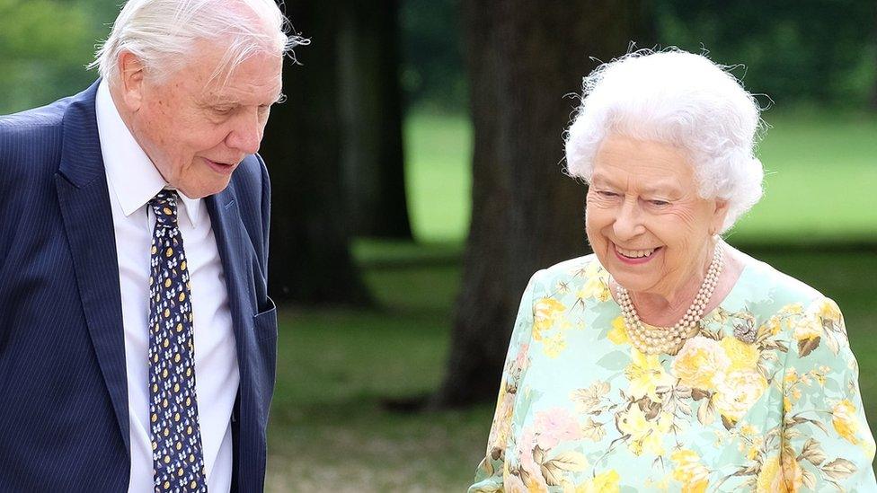 Sir David Attenborough and the Queen in 2018