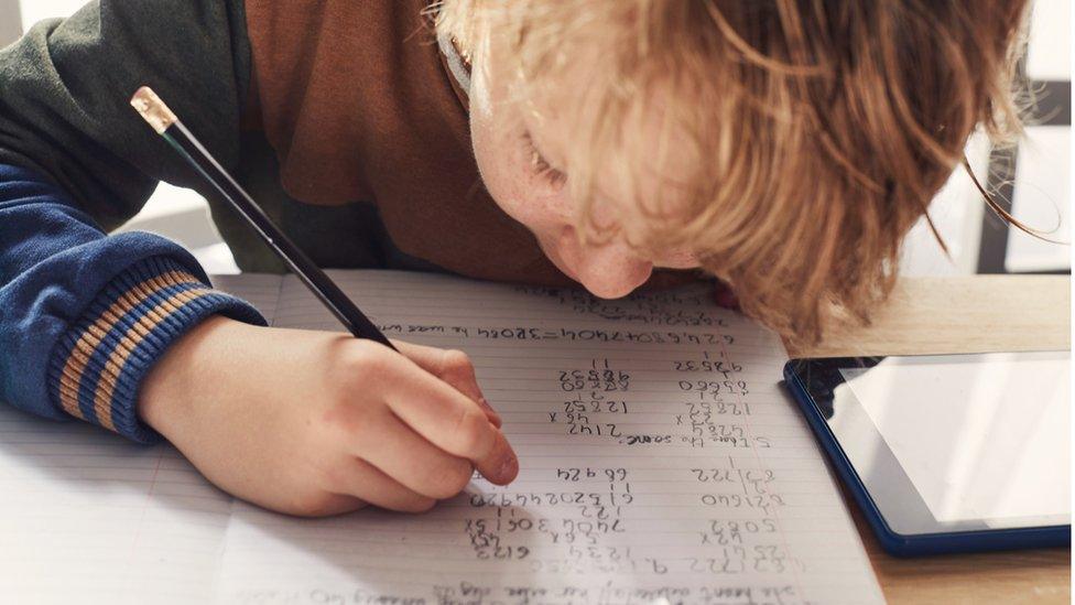 Boy doing homework