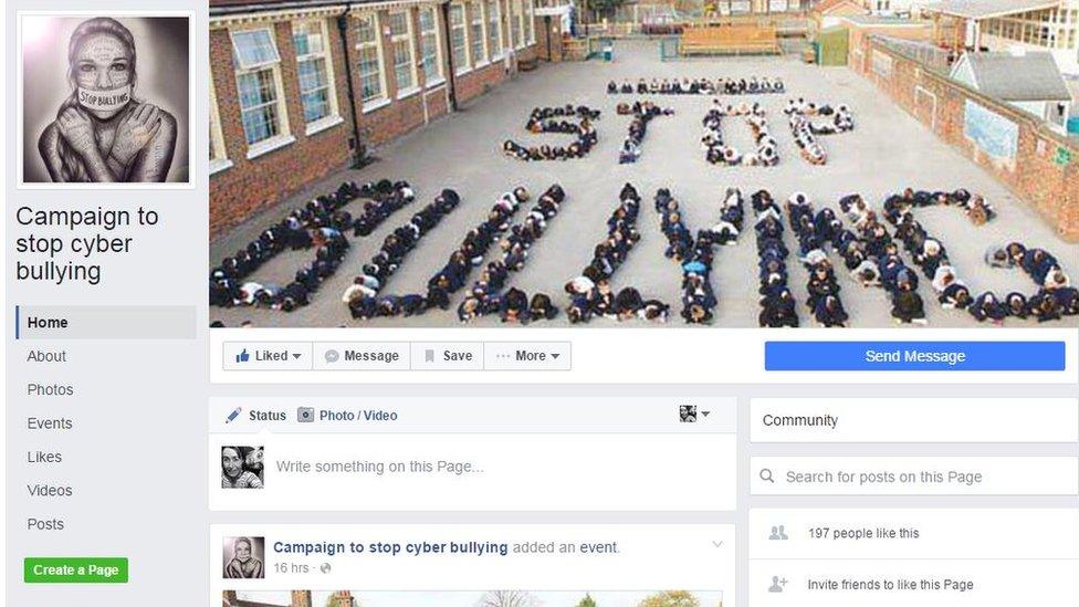 Campaign to stop Cyber bullying Facebook page