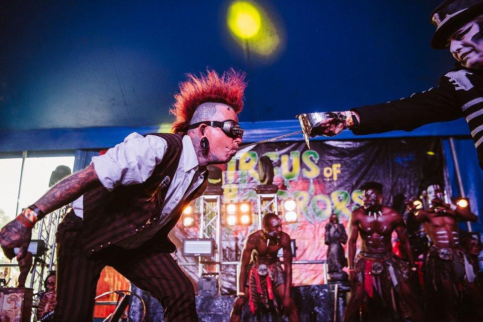 Circus of Horrors performer at Download 2018