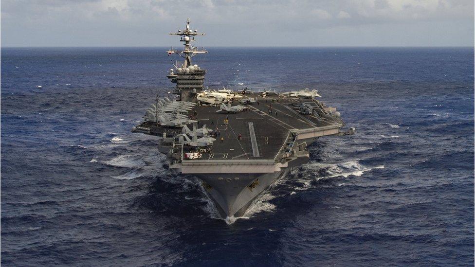 The aircraft carrier USS Carl Vinson sailing in the Pacific Ocean, 30 January 2017.