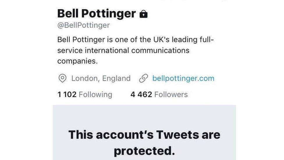 Bell Pottinger's twitter page as it looked in late June