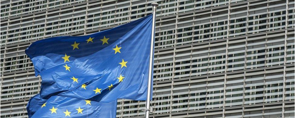 EU flag outside the European Commission headquarters