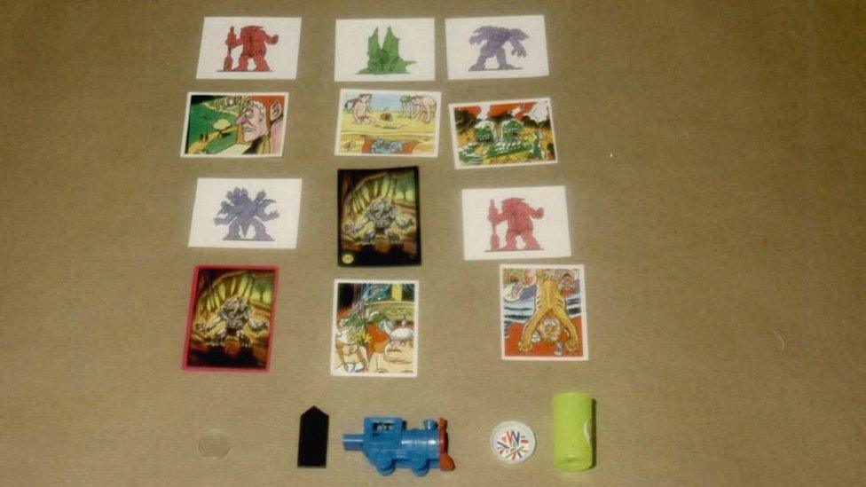 Cards and toys found in Rikki Neave's jacket