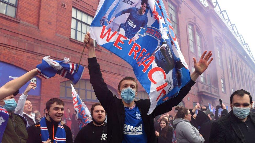 Rangers fans at Ibrox on Sunday