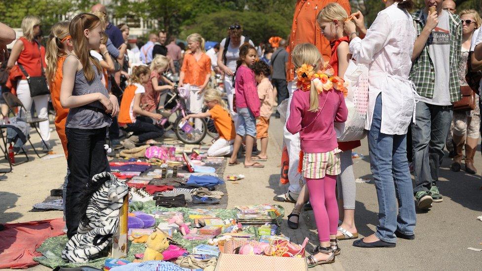 People at second hand market.