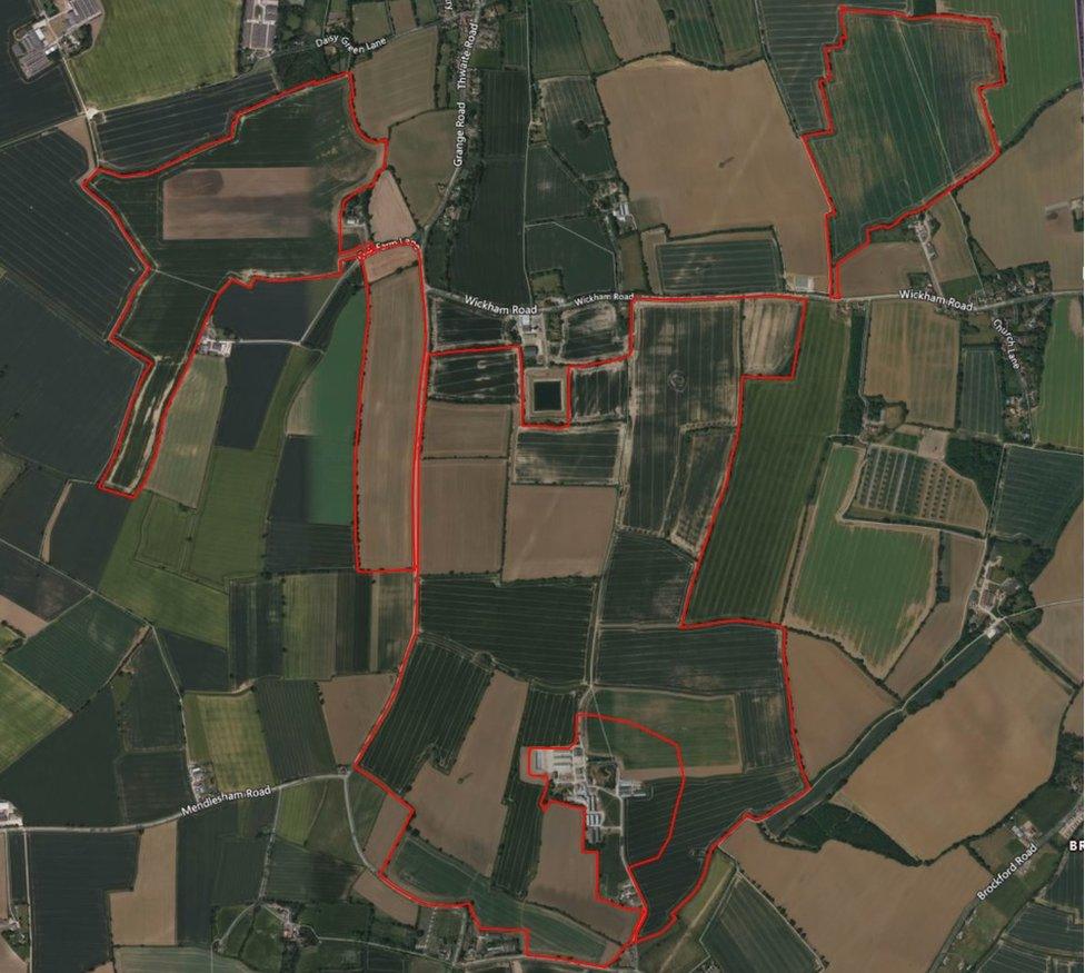 A map showing the current solar farm plans