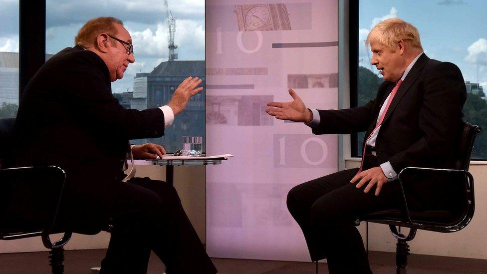 Andrew Neil and Boris Johnson during The Andrew Neil Interviews in July