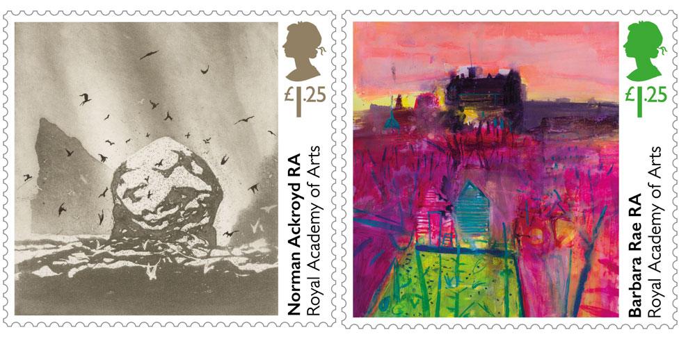 Norman Ackroyd and Barbara Rae stamps