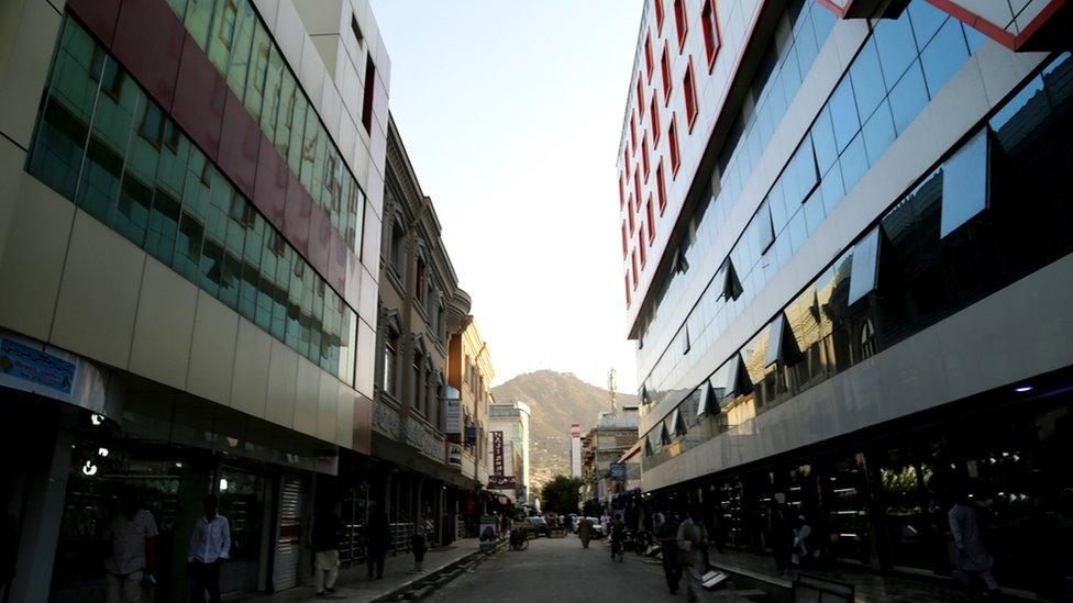 A view along Chicken Street today opens up on TV mountain. Government buildings have gone up in the neighbourhood and are changing the face of the old thoroughfare