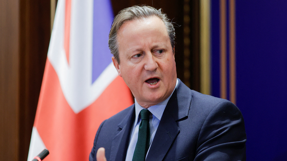 Lord Cameron during a press conference with Kosovo Foreign Minister Donika Gervalla-Schwarz in Pristina on 4 January