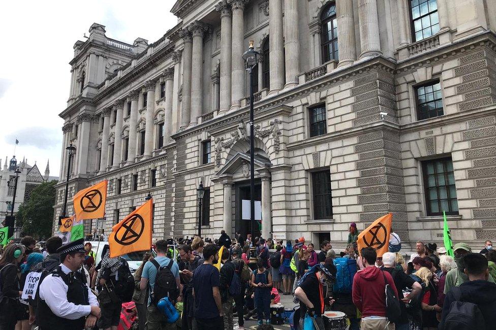 Protesters in Whitehall