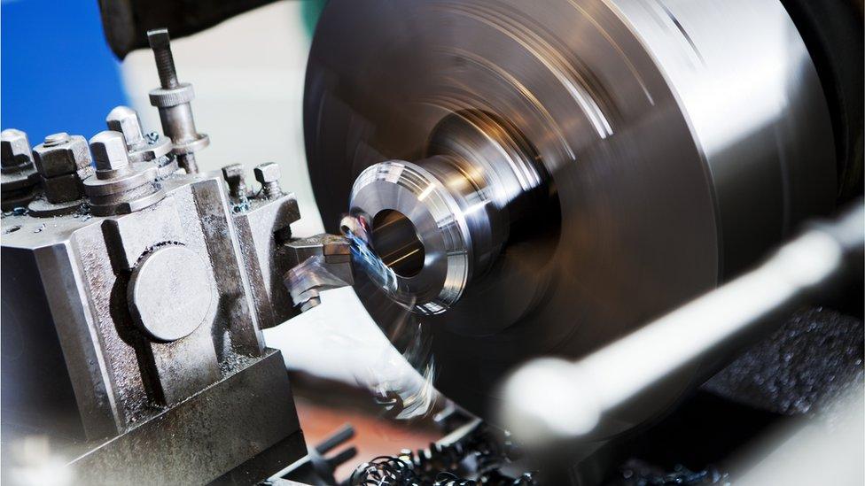 Lathe in motion - stock photo