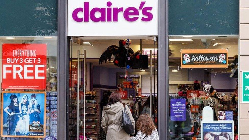 Frontage of the Claire's Accessories store. On Listergate, Nottingham, England. On 22nd October 2016