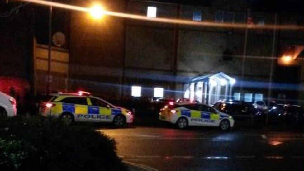 Police cars at HMP Bedford