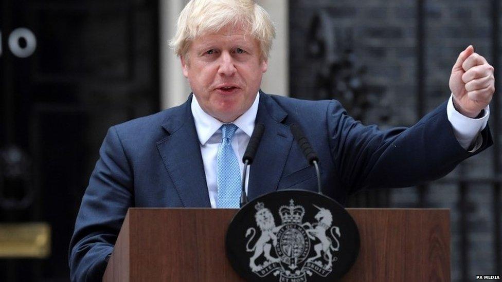 Boris Johnson speaking outside Downing Street